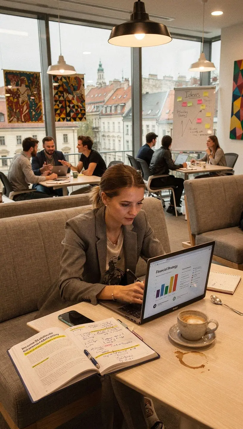 Szabadúszó dolgozó jegyzetfüzetet tölt ki, miközben stabil bevételre törekszik.